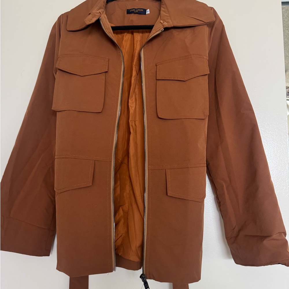 Brown Zip-Up Rain Coat